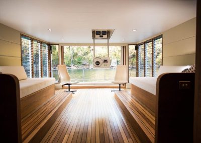 Back end of boat with Breezway louvres on either side