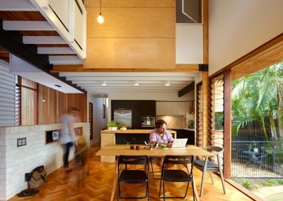 Kitchen and dinning area with Breezway louvres
