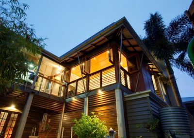 External night view of Hawthorne home with Breezway Louvre Windows