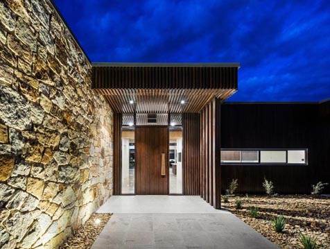 Front entry at night showing Breezway louvres up high Front entry at night showing Breezway louvres up high