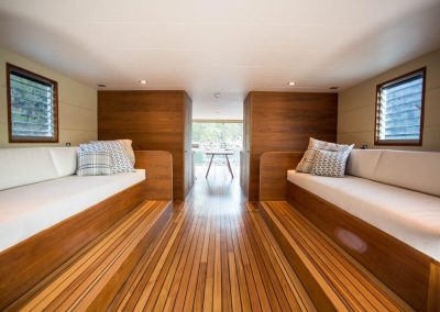 Inside cabin with Breezway louvre windows