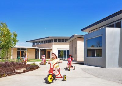 Mother Teresa College outside view looking back at louvres