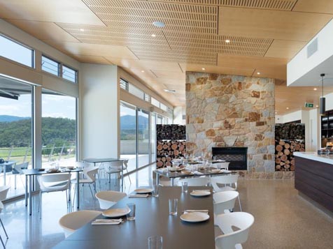 Restaurant area with high level breezway louvres for natural ventilation Restaurant area with high level breezway louvres for natural ventilation