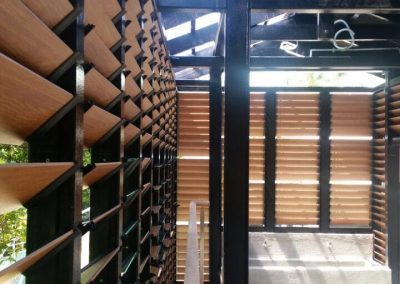 Timber blades can be angled to control airflow into rooms
