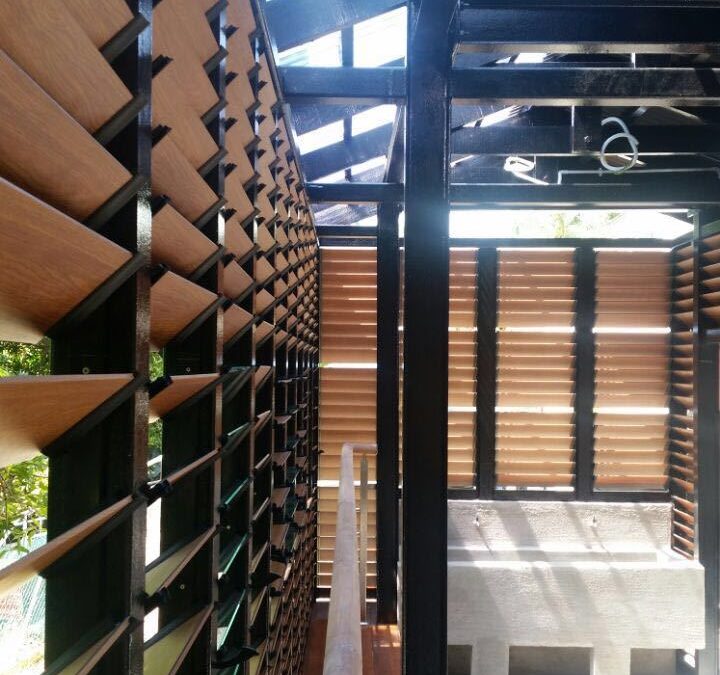 Timber blades can be angled to control airflow into rooms