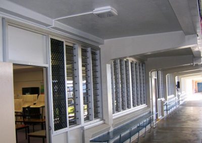 Walkway in school with Breezway Louvres