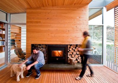 Inside hillside home with Breezway Louvres