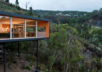 Exterior of hillside home