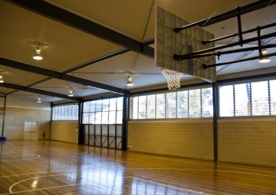 Breezway louvres up high allow heat to escape quickly in this sports hall