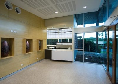 Inside building