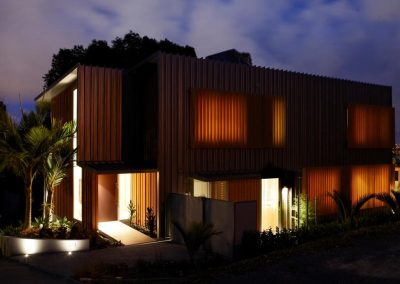 Exterior of Auckland home at night