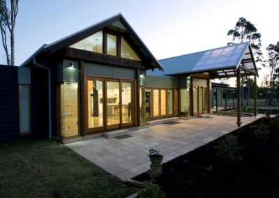 Exterior of home at sunset